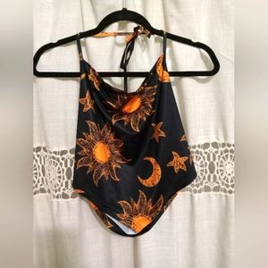 Witchy sun and moon halter top size medium